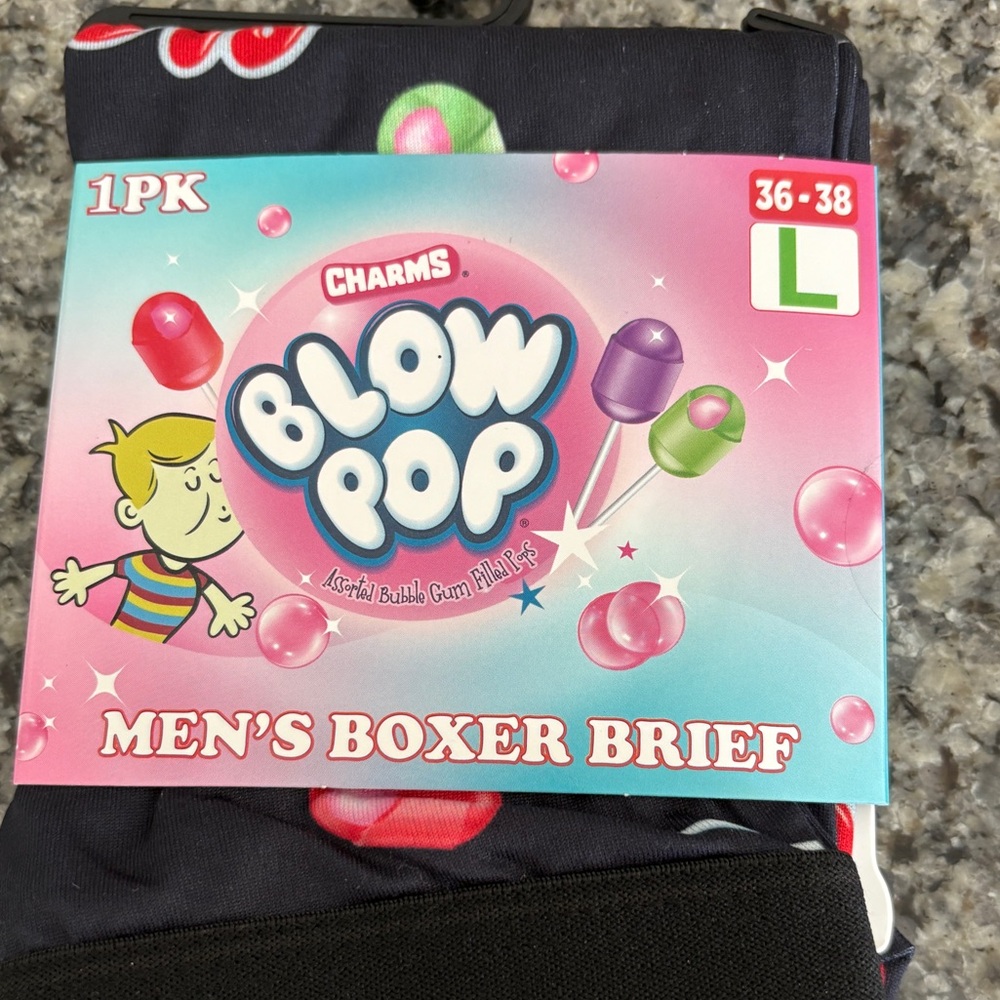 NWT- Charms Blow Pop men's boxer briefs, size L